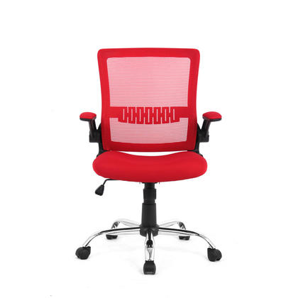 Colorful Mesh Office Chairs with Flip Up Arms , Mid Back - Moustache@ - Red