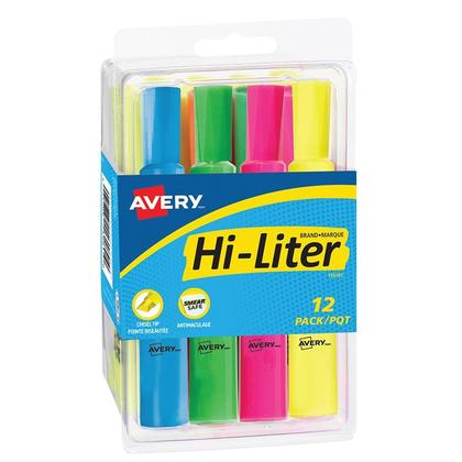 Avery HI-LITER® Desk-Style Chisel Point Highlighter Pen,Assorted Colors - 12/Pack 155515