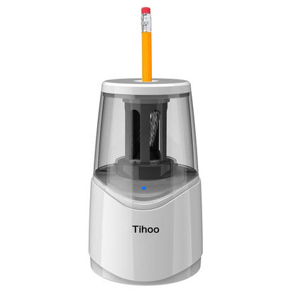 Rechargeable Electric Pencil Sharpener with Helical Blade - White
