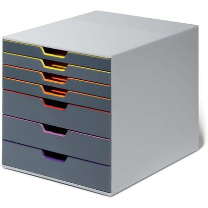 Durable 760727 VARICOLOR 7, Drawer Desk Storage Box, Gray & Multicolor