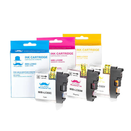 Compatible Brother LC65 3PKS Color Ink Cartridge Combo High Yield C/M/Y - Moustache