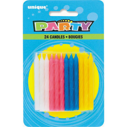 Birthday Candles Solid Color Twist 24Pcs