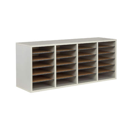 Safco® 24-Compartment Wood Adjustable Literature Organizer - Gray (9423GR)