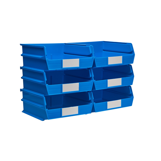 Triton Products LocBin Stacking Hanging Interlocking Polypropylene Storage Bin in Blue (6-Pack)