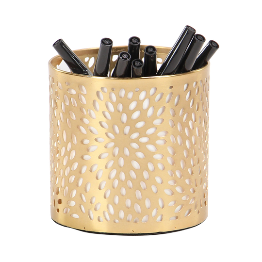 Grayson Lane 4-in x 4-in Glam Pencil Holder Gold Iron