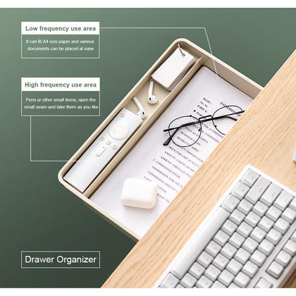 Self-Adhesive Under Desk Sliding Drawer Organizer, Plastic - Moustache® - Gray
