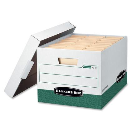 Bankers Box@ R-Kive@ Letter/Legal Size Heavy-Duty Storage Box, 12/Pack (07241) - White/Green