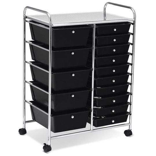 Costway Black 15-Drawer Storage Cart