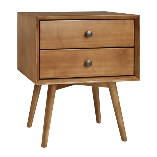 Walker Edison Mid-Century 2 Drawer Solid Wood Nightstand - Caramel
