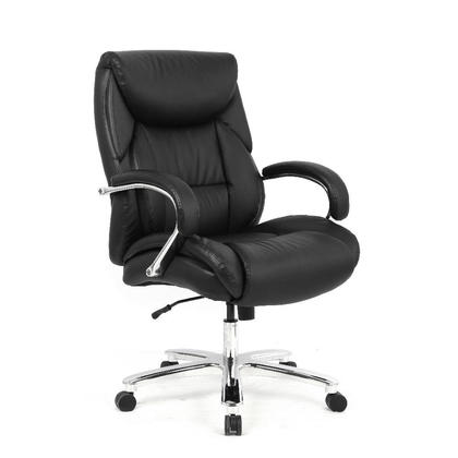 Big & Tall Bonded Leather Office Chair Chrome Base, Capacity Support 400 lb, Black - Moustache@