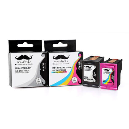 Compatible HP 62XL C2P05AN C2P07AN Black and Color Ink Cartridge Combo High Yield - Moustache® - 2/Pack