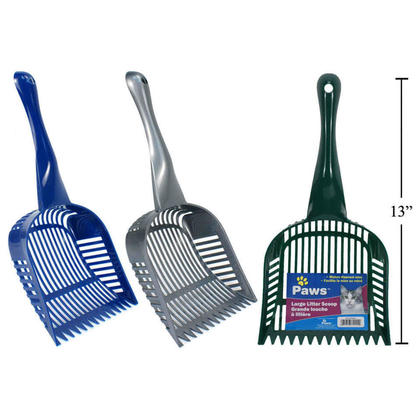 Durable Large Litter Scoop, 1 Randomized Color Per Pack, 13"x6.25"x1.5" - Paws