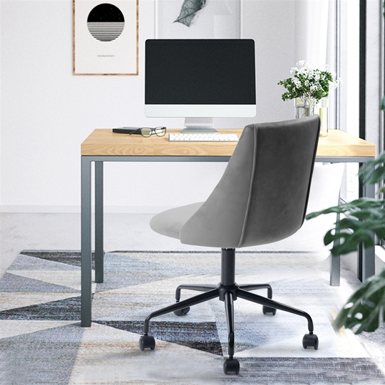 Homycasa Adjustable Velvet Office Chair - Grey
