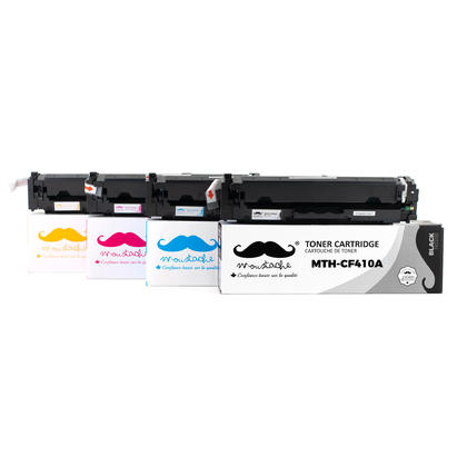 Compatible HP Color LaserJet Pro M452DW Toner Cartridges BK/C/M/Y - Moustache