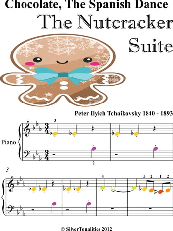 Chocolate Spanish Dance the Nutcracker Suite Beginner Piano Sheet Music with Colored Notes