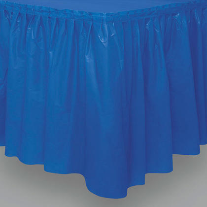 Party Plastic Table Skirt Solid Color Blue 29"x14ft, 1 Pc