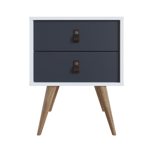 Manhattan Comfort Amber White and Blue Nightstand