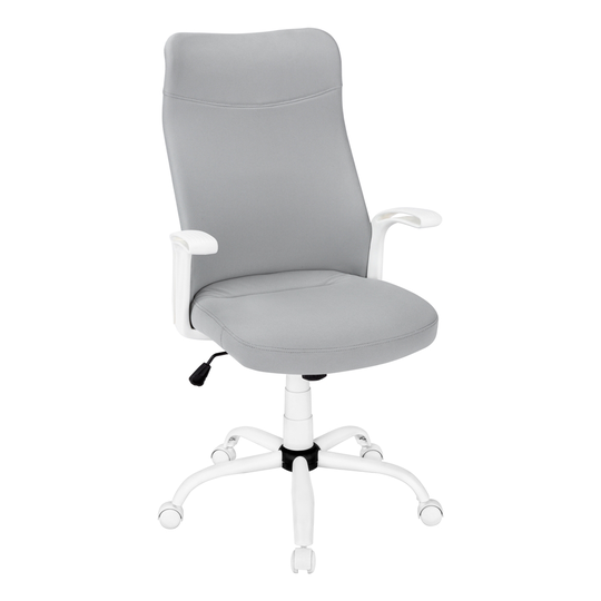 Monarch Specialties 1 White/Grey Contemporary Adjustable Height Swivel Executive Chair