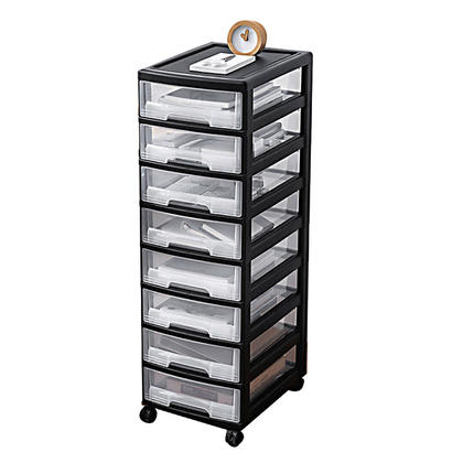 Plastic Mobile Cabinet with 8 Drawers for Office Home - Moustache® - Black