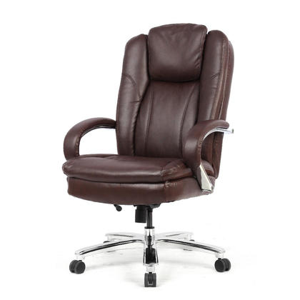Big and Tall Bonded Leather High-Back Chair, Capacity Support 400 lb, Brown - Moustache@