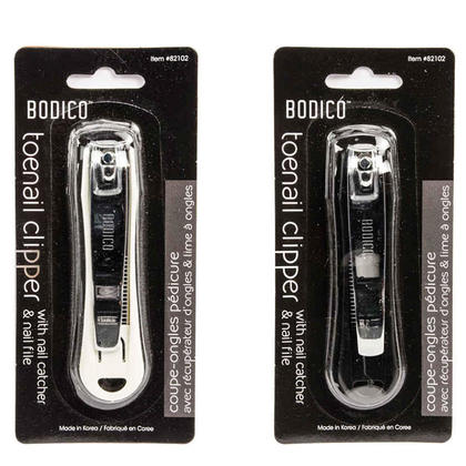 Fingernail and Toenail Clipper Set with Catcher & Nail File, 1 Randomized Color Per Pack