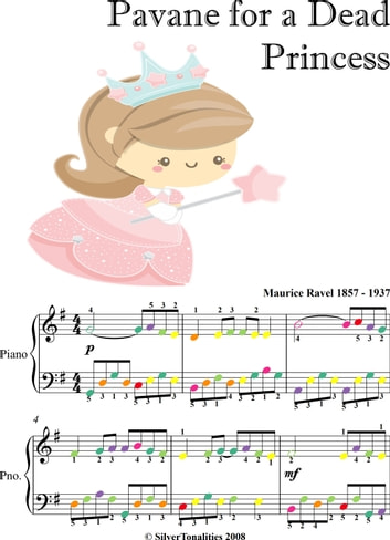 Pavane for a Dead Princess Easy Piano Sheet Music with Colored Notes