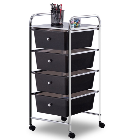 Costway 4-Drawer Storage Cart in Black