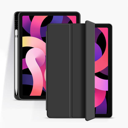 iPad Air 4 10.9" PU Leather Shockproof Protective Case with Pencil Holder - PrimeCables® - Black