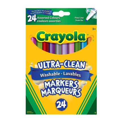 Crayola@ Ultra-Clean Washable Markers, Fine Line, Classic Colors, 24 ct.