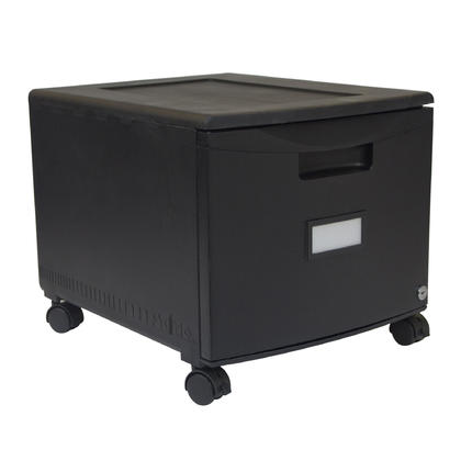 Storex Plastic 1-Drawer 18-Inch File Cabinet with Lock and Casters, Legal/Letter Size