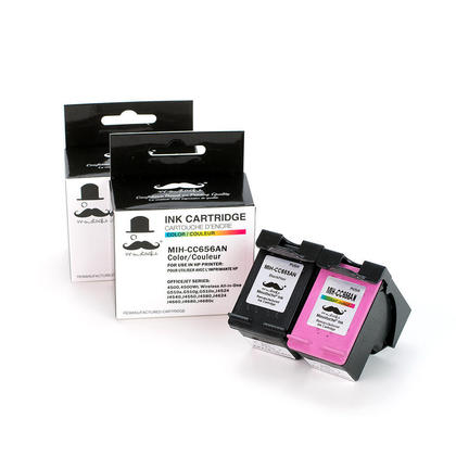 Compatible HP OfficeJet J4550 HP 901 CC653AN CC656AN Black and Color Ink cartridge Combo - Moustache®