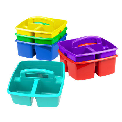 Storex Classroom Art Caddy, 9.25 x 9.25 x 5.25 Inches, Assorted Colors, 6/Pack