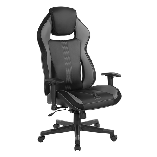 OSP Home Furnishings Boa Grey Contemporary Ergonomic Adjustable Height Swivel Headrest Chair