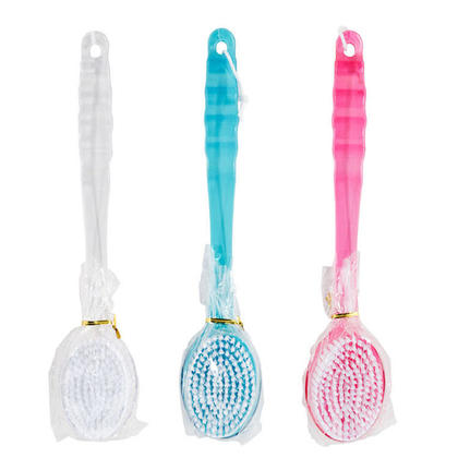 2-Sided Shower Bath Brush with Long Handle 37cm, 1 Randomized Color Per Pack
