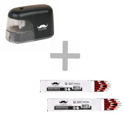 Automatic Electric Pencil Sharpener with Pencil - Moustache@ - Black