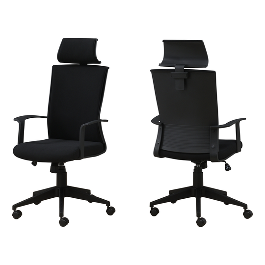 Monarch Specialties Office Chair with High Back Executive - Adjustable Seat Height - Black / Black Fabric