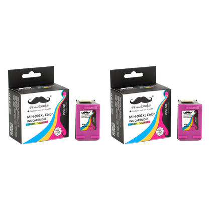 Compatible HP 901XL Color Ink Cartridge - Moustache - 2/Pack